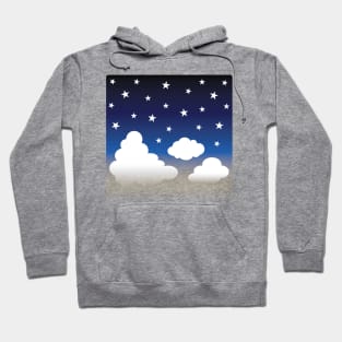 Clouds | Stars | Gradient | White Blue Yellow | Dark Hoodie